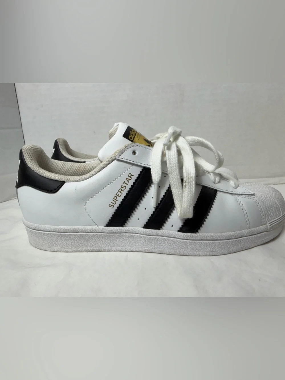 Adidas Originals Superstar White Black Gold Metallic Men's Sneakers size 8